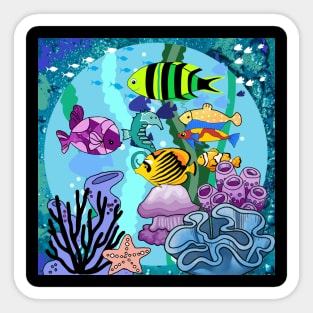 The Story of the Sea,tropical fish, coral reefs, seaweed Sticker